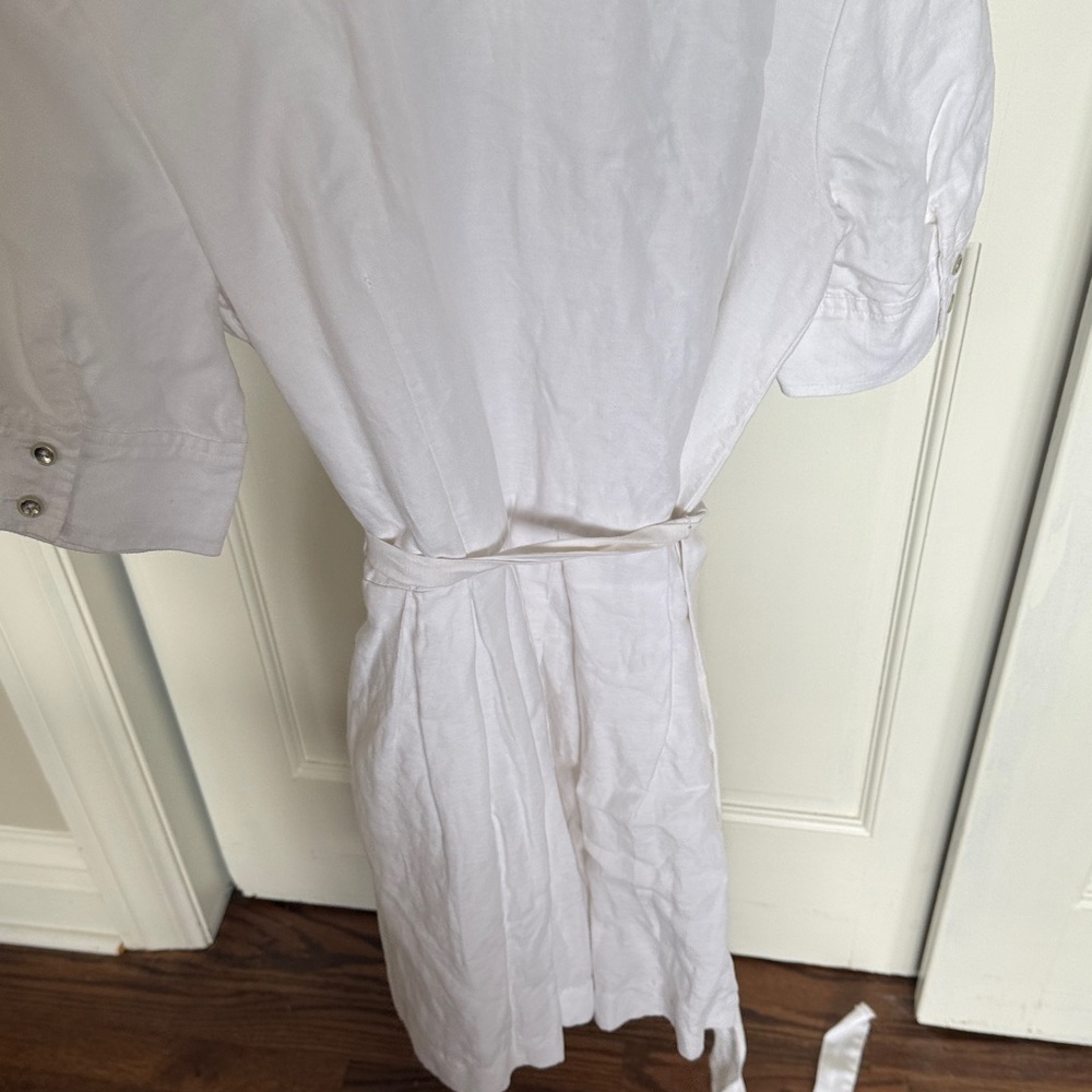 Milly White Linen tencel Button-Up Shirt Dress - Picture 6 of 9